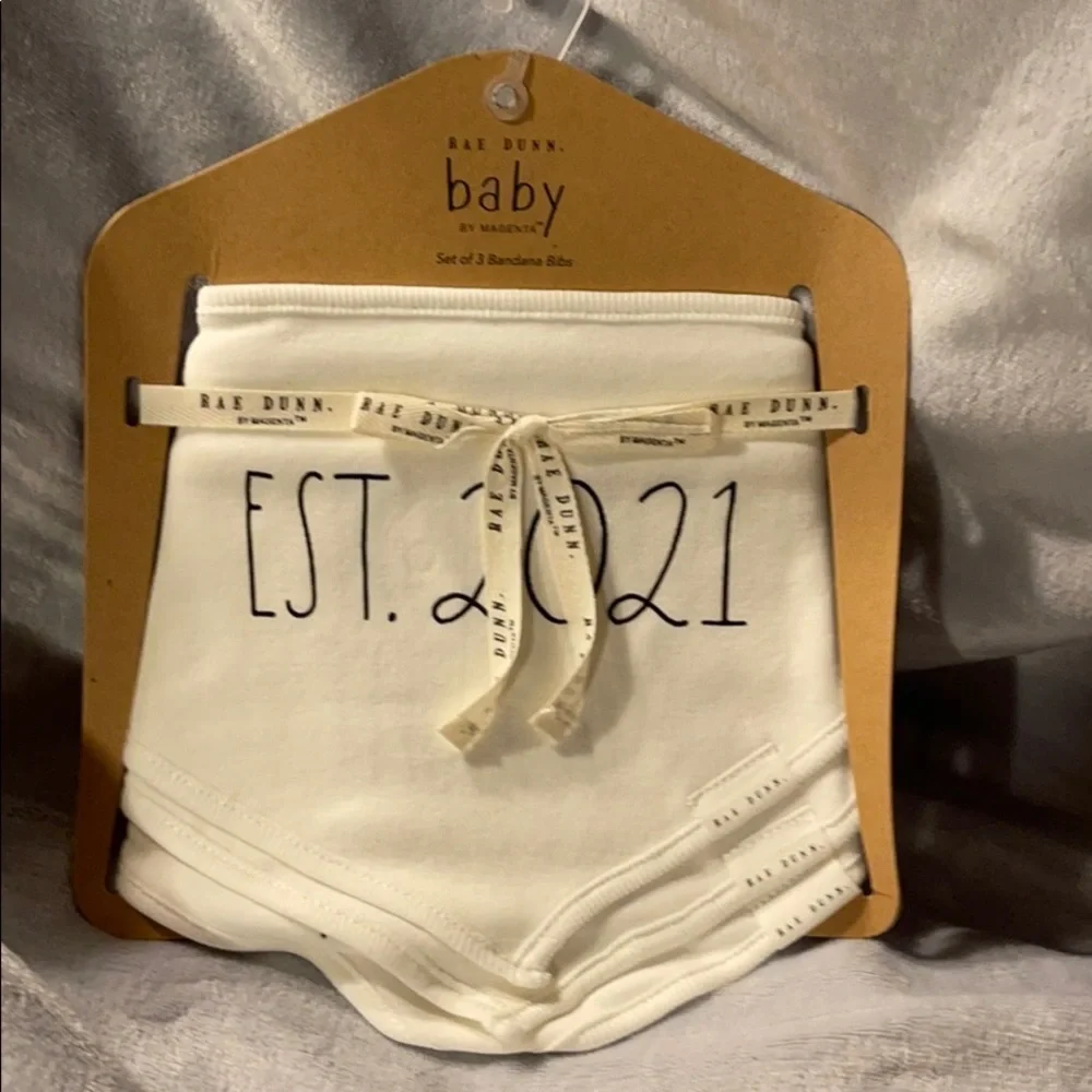Rae Dunn White 100% Cotton Bandana Snap Bibs